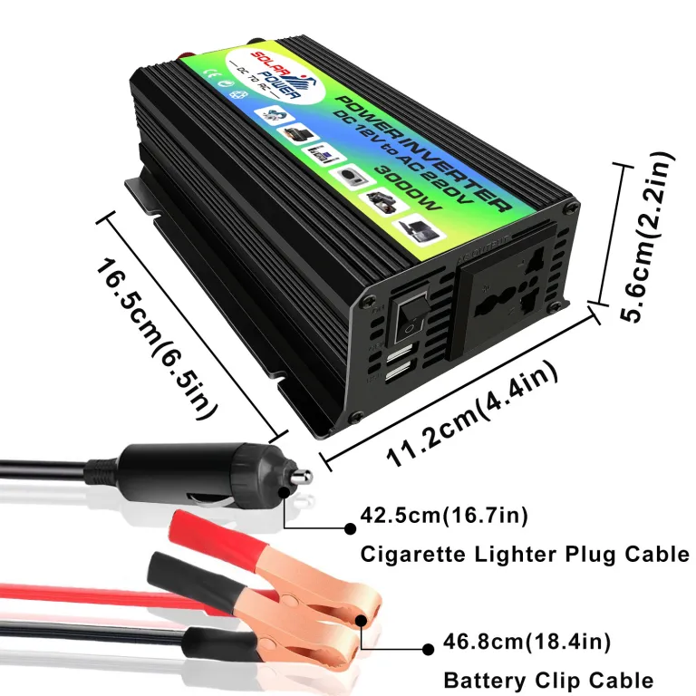فروش مستقیم کارخانه 12V به 220V اینورتر خودرویی توان 300W 3000W اینورتر خورشیدی