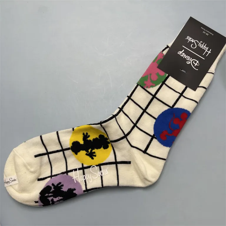 جوراب زنانه رنگارنگ HappySocks طرح کارتونی بامزه مدل اینستاگرامی نیمه‌ساقه بیرونی خیابانی