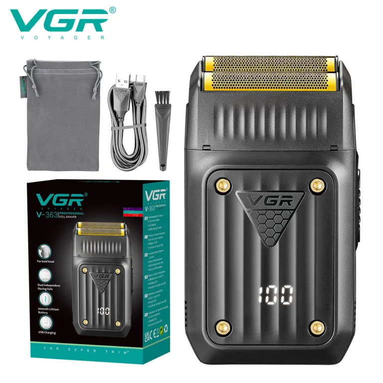 VGR363 ریشتراش رفت و برگشتی جدید با نمایشگر دیجیتال، قابل حمل، مناسب برای اصلاح سر و صورت