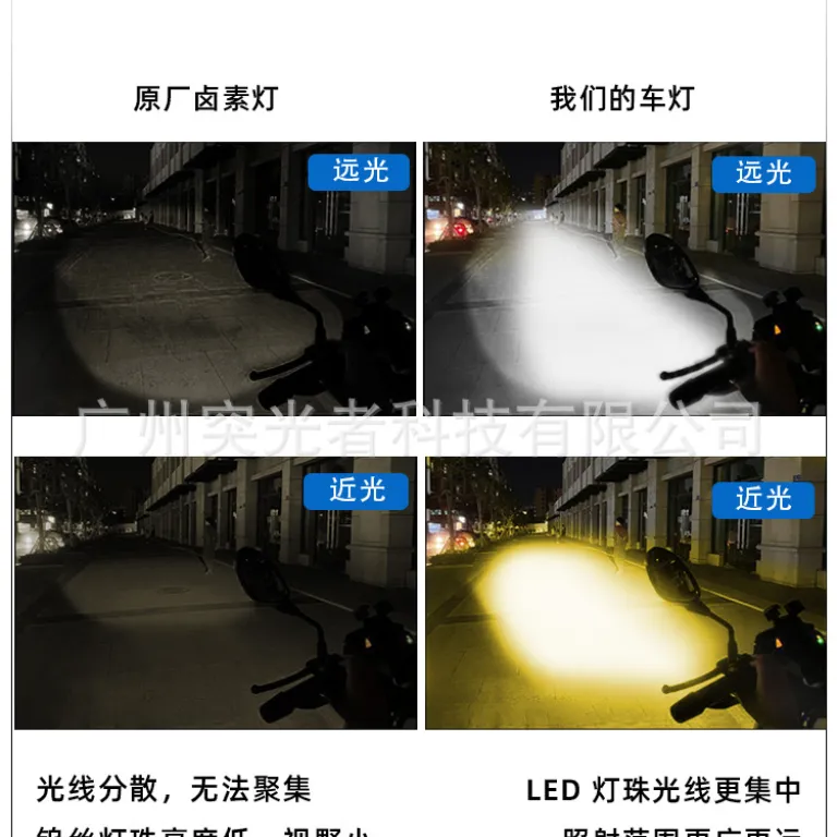 چراغ LED موتورسیکلت TGZ با فروش مستقیم کارخانه، H4 H6 BA20D 12W، نور بالا با تمرکز و چراغ روز