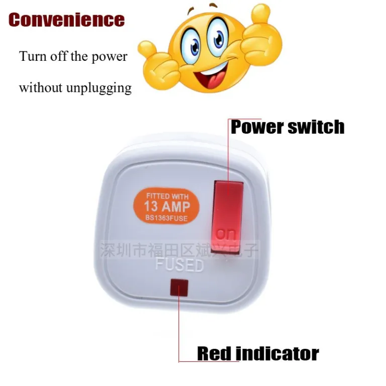 فروش مستقیم کارخانه BS1363 دوشاخه سه‌شاخه جداشدنی با فیوز و کلید مخصوص هنگ‌کنگ