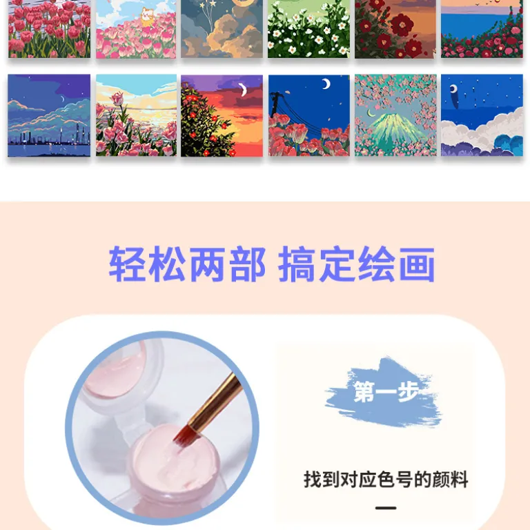 نقاشی دیجیتال کودکانه DIY عمده، نقاشی کارتونی دستی رنگ‌آمیزی، نقاشی اکریلیک 20*20، نقاشی رنگ روغن انیمه دست‌ساز