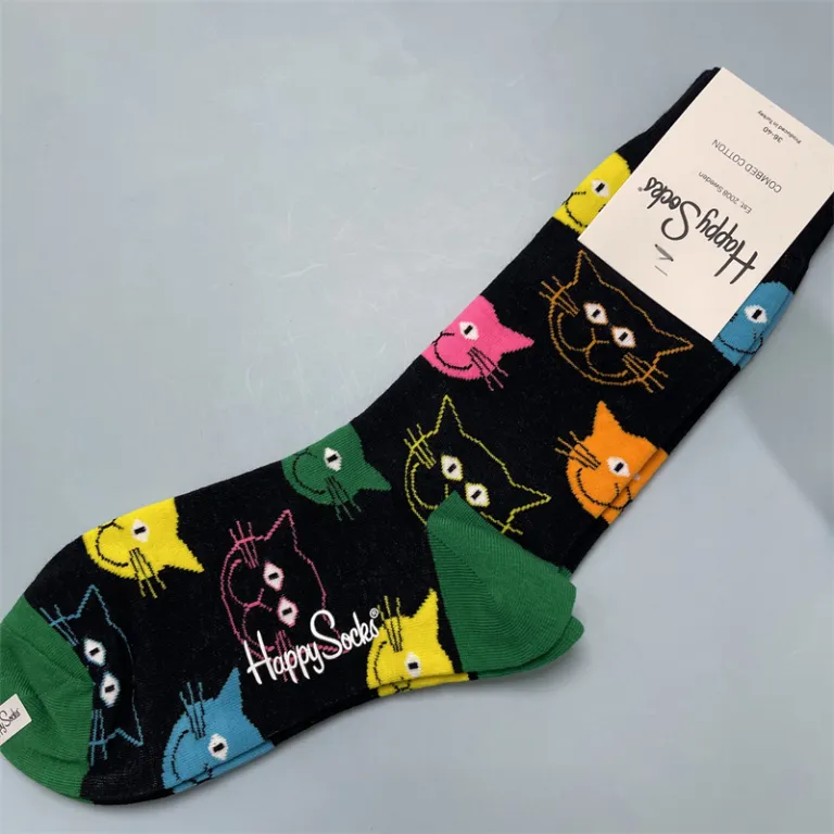 جوراب زنانه رنگارنگ HappySocks طرح کارتونی بامزه مدل اینستاگرامی نیمه‌ساقه بیرونی خیابانی