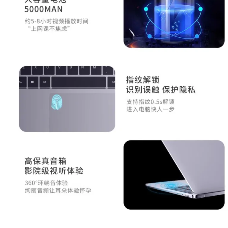 لپ‌تاپ 15.6 اینچی با صفحه‌نمایش بزرگ Core i9i7، طراحی باریک و سبک برای کارهای اداری، تماشای فیلم، بازی و وب‌گردی N5095