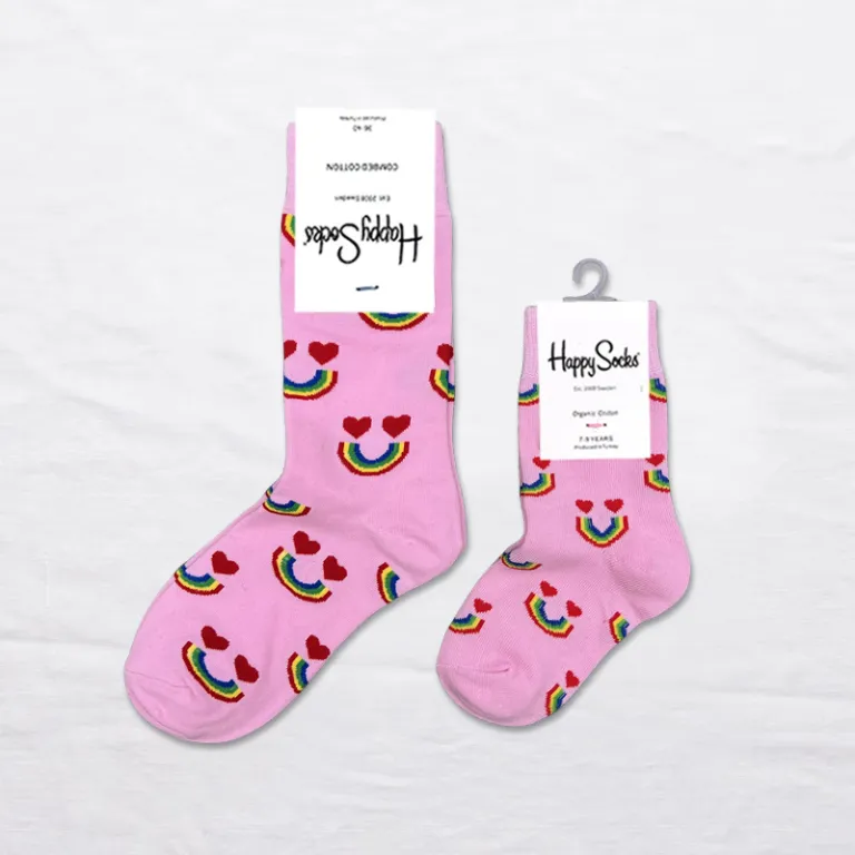 جوراب بچگانه HappySocks طرح کارتونی ساق متوسط مدل هایپی مناسب دختر و پسر برای استفاده بیرون از منزل طرح بامزه عمده و خانوادگی