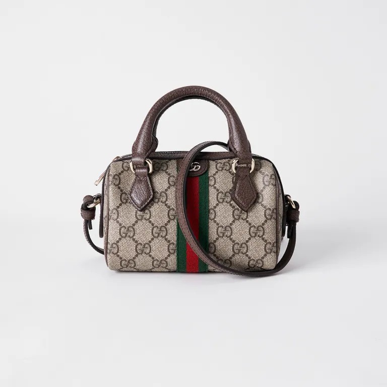 کیف دستی GUCCI Ophidia با پارچه روکش‌دار و طرح درهم‌تنیده GG