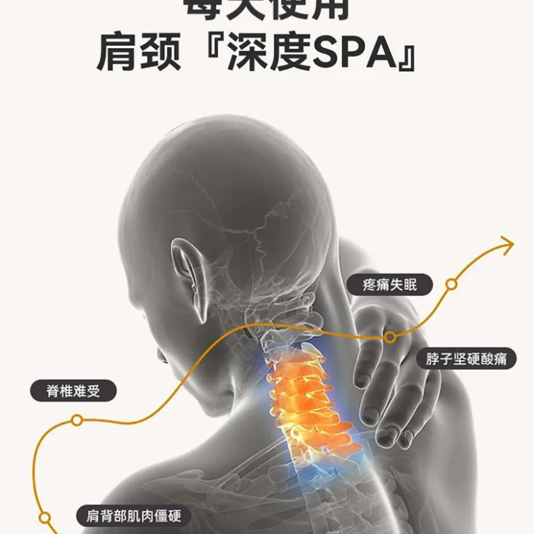 بالش گردنی C شکل جدید با کشش و اصلاح قوز گردن، ماساژور طب فشاری جاذبه‌ای برای صاف کردن انحنای گردن