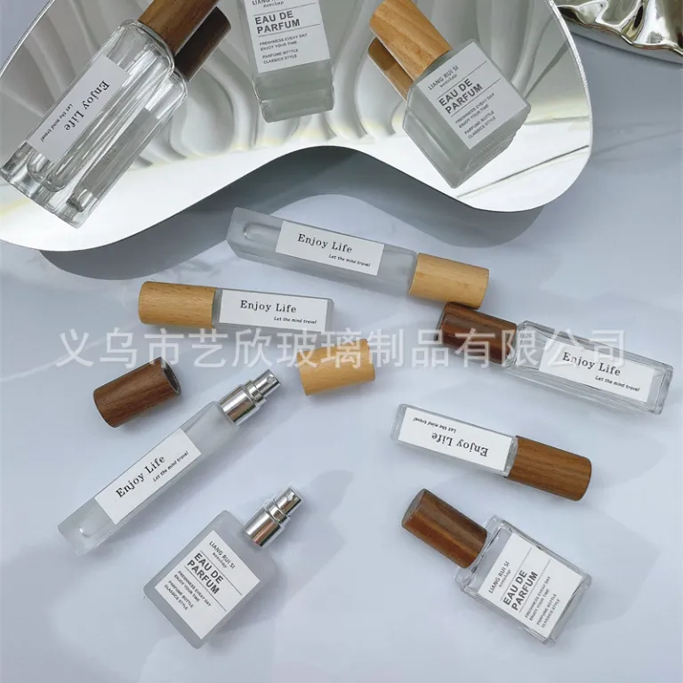 شیشه تقسیم عطر با درب چوبی خالی شیشهای 10ml لوکس مسافرتی قابل حمل 5ml شیشه اسپری نمونه شیشه عطر