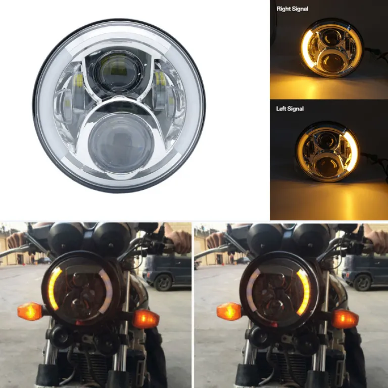 7 اینچ چراغ بزرگ هارلی رانگلر 6 مهره 60W اصلاح‌شده موتورسیکلت آفرود چراغ جلو LED با چشم فرشته سفید زرد