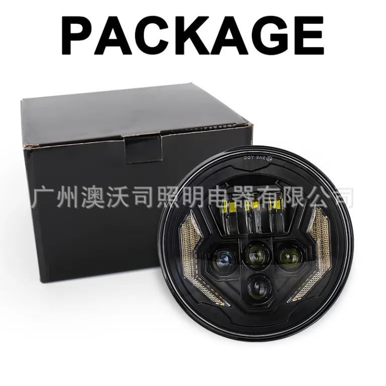 چراغ جلو 7 اینچ گرد led60W موتورسیکلت و خودرو با عملکرد 4