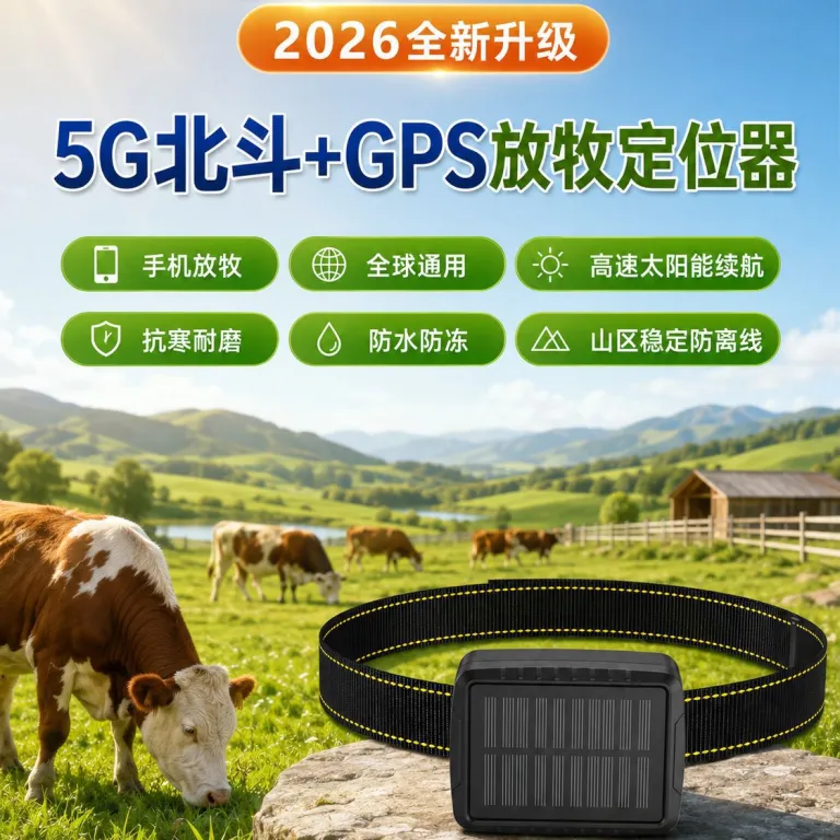 5G ردیاب خورشیدی گاو و گوسفند، ردیاب GPS گاو و گوسفند، ضدآب و ضدسرقت، ماهواره بیدو