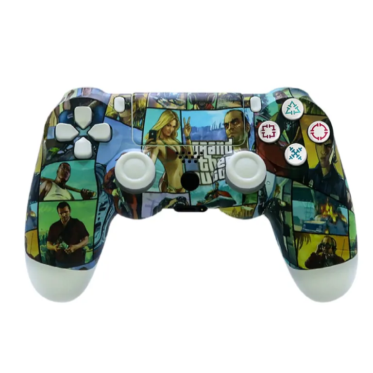 دسته بازی بی‌سیم بلوتوثی ps4 با دو موتور لرزشی، ژیروسکوپ شش‌محوره و لرزش کامل ps4