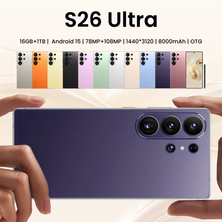 گوشی هوشمند جدید s26 ultra نسخه جهانی 5G اندروید یکپارچه 16+1 پرفروش عمده فروشی برون‌مرزی تیک‌تاک
