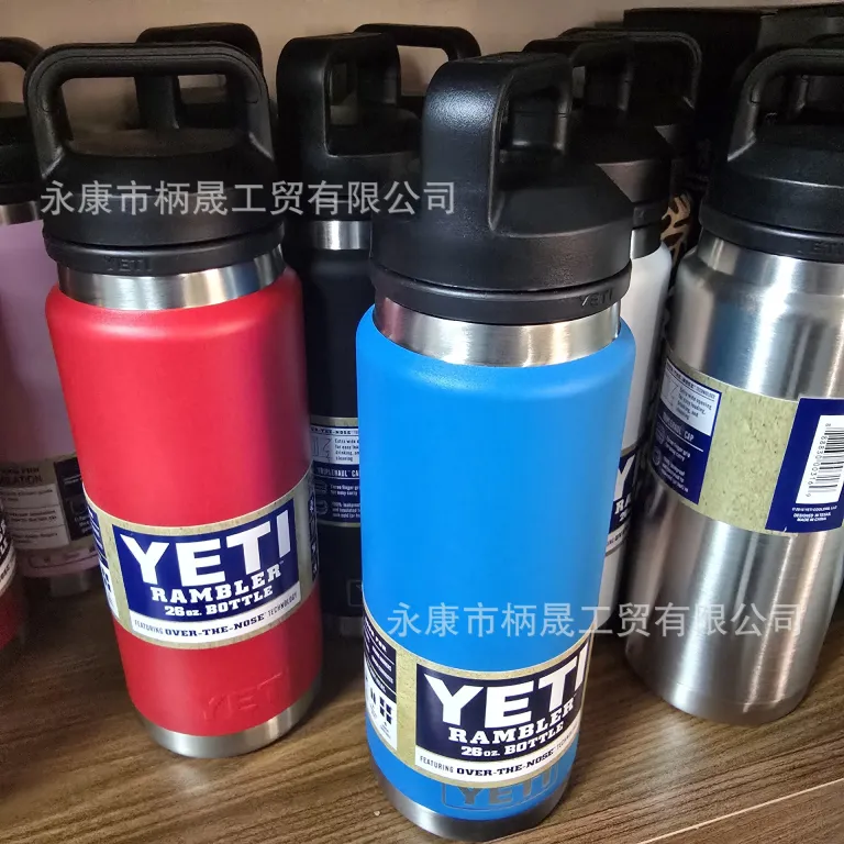 304 قمقمه استیل ضدزنگ YETI با دو درب و دسته، ظرفیت بالا، مناسب فضای باز و قابل حمل 36oz
