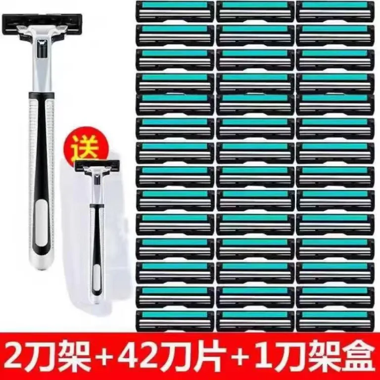 تیغ اصلاح دستی عمومی مردانه قابل حمل دولایه سر تیغ یدکی دو عددی قابل شستشو سه کاره