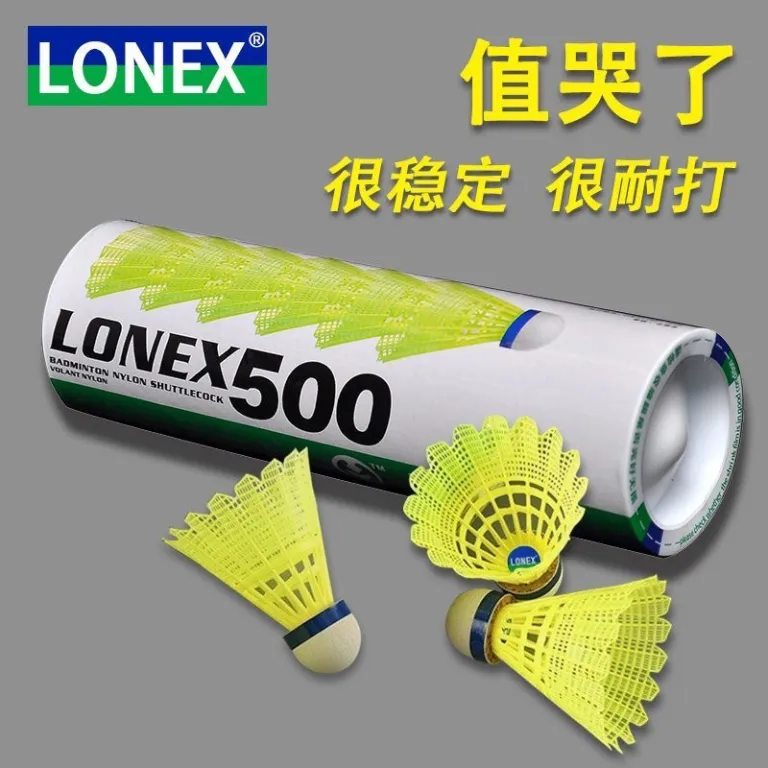 توپ بدمینتون نایلونی LONEX yy توپ نایلونی L300 توپ پلاستیکی بادوام اصل برای تمرین داخل و خارج سالن ضد باد 6 عددی