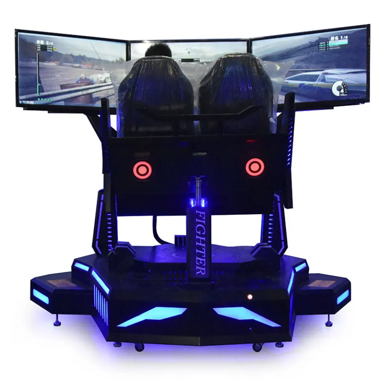 دستگاه تجاری شبیه‌ساز رانندگی و بازی‌های تعاملی VR با سه نمایشگر و سه محور حرکتی