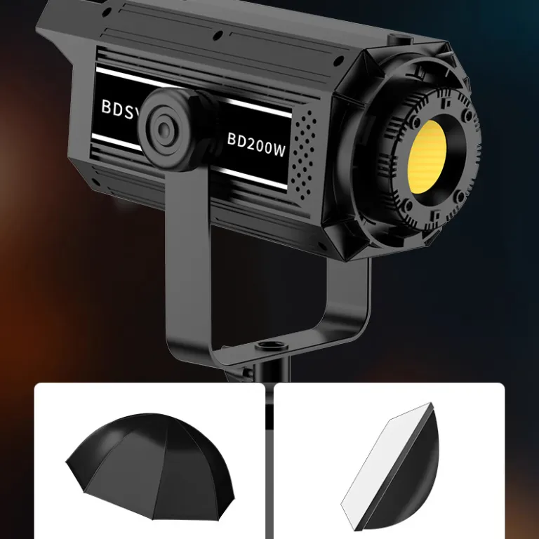 200W چراغ فیلم‌برداری COB پرقدرت برای استودیوهای اینترنتی، مناسب عکاسی از لباس در فضای داخلی، با نور زیبایی و جوان‌سازی پوست و رفلکتور عمیق