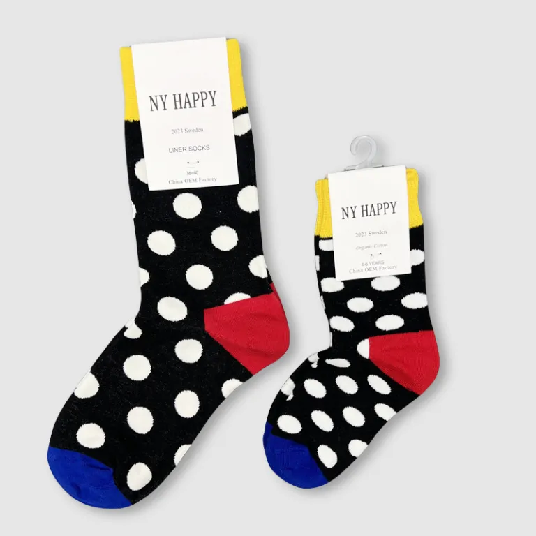 جوراب بچگانه HappySocks طرح کارتونی ساق متوسط مدل هایپی مناسب دختر و پسر برای استفاده بیرون از منزل طرح بامزه عمده و خانوادگی