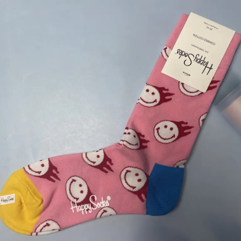 جوراب زنانه رنگارنگ HappySocks طرح کارتونی بامزه مدل اینستاگرامی نیمه‌ساقه بیرونی خیابانی