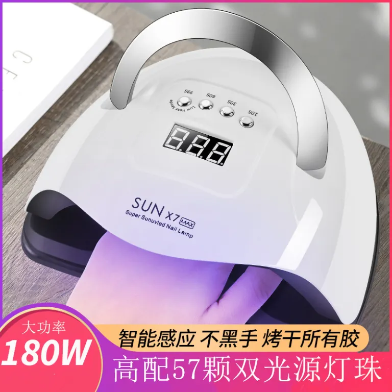 فروش مستقیم کارخانه SUNX7MAX دستگاه ژلیش ناخن 180W لامپ خشککن ناخن با سنسور خودکار و دو منبع نور