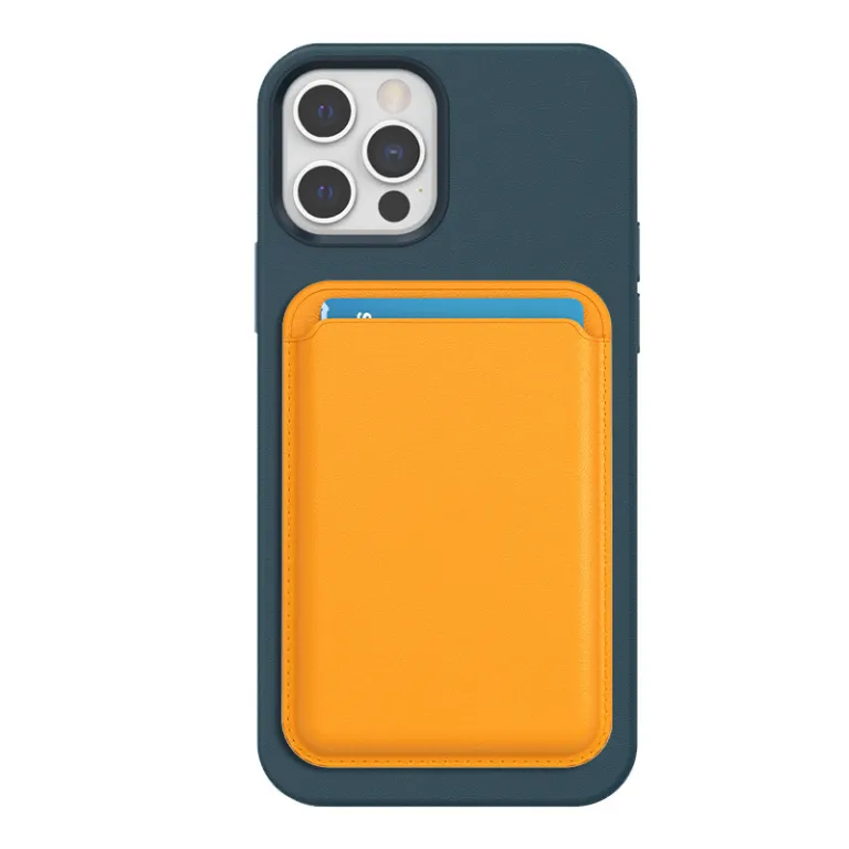 کیف کارت چرم PU مگ‌سیف با آهنربای قوی مناسب اپل 16Pro کیف کارت قاب گوشی iPhone17 جا کارتی مگنتی
