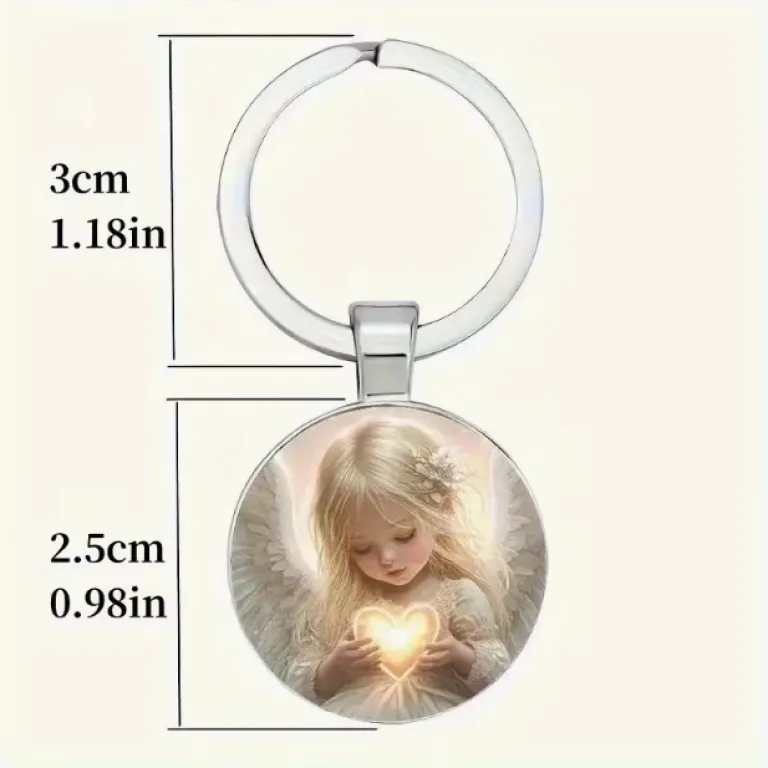 جاکلیدی آویز کوچک شیشه‌ای و آلیاژی فرشته عشق، اکسسوری جدید کوله‌پشتی و خودرو به سبک اروپایی و آمریکایی