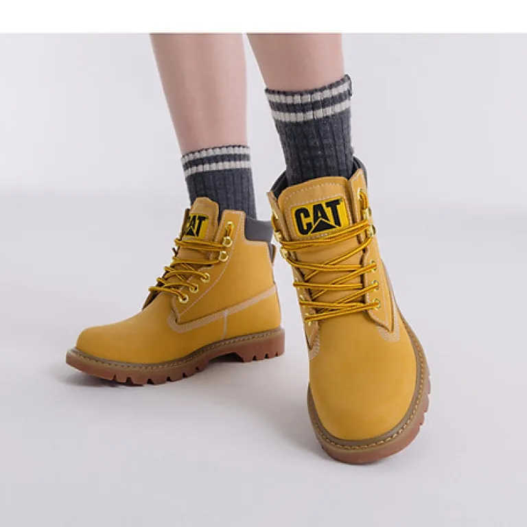 چکمه کلاسیک زرد CAT مدل یونیسکس پاییزه و زمستانه فضای باز و کژوال ساق‌بلند مارتن