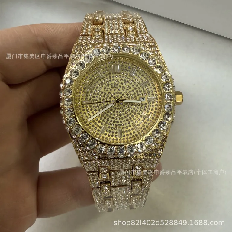 2025 ساعت مردانه باکیفیت تمام الماس AP، پرفروش در Dunhuang و AliExpress، شیک و مد روز، موتور کوارتز، عرضه مستقیم از کارخانه