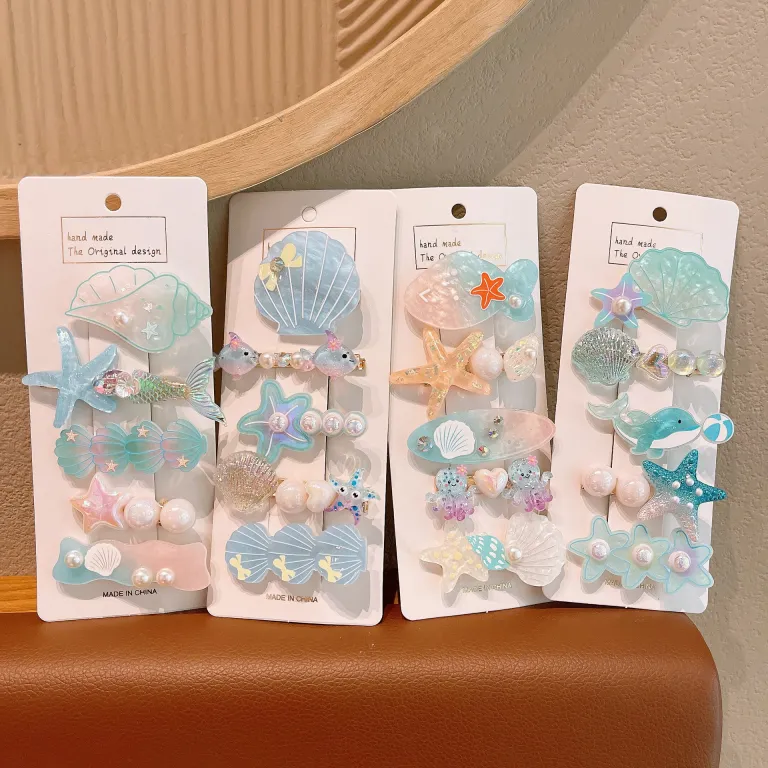 گیره موی ستاره دریایی و صدفی شیک و دوستداشتنی، گیره کناری با حس اقیانوسی و پری دریایی برای چتری