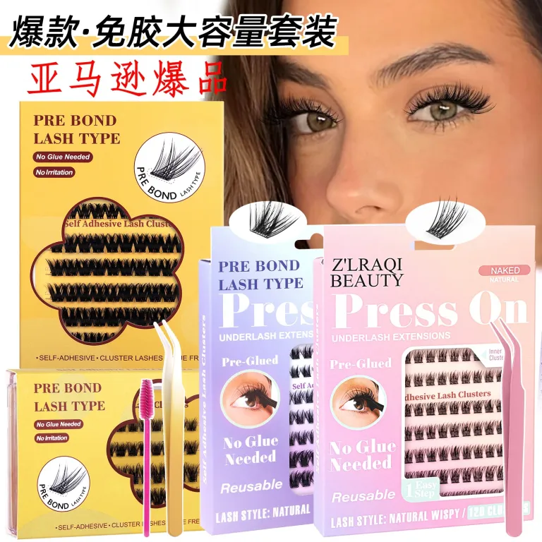 مژه مصنوعی بدون چسب آمازون، ست مژههای تکه‌ای فر و پرپشت DIY کراس‌بردر cluster lashes