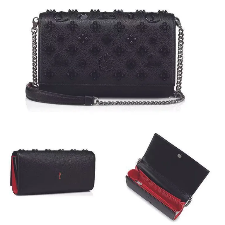 کیف دوشی زنانه طرح Christian Louboutin با پرچ و کف قرمز