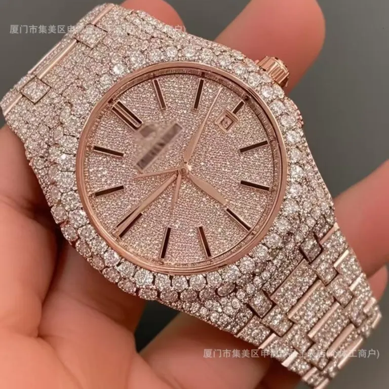 2025 ساعت مردانه باکیفیت تمام الماس AP، پرفروش در Dunhuang و AliExpress، شیک و مد روز، موتور کوارتز، عرضه مستقیم از کارخانه
