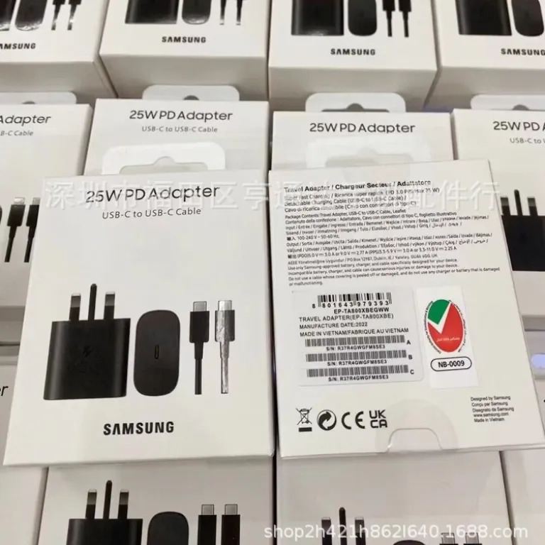 شارژر اورجینال سامسونگ 25W note20/S22+/S21U PD 25w با شارژ فوق سریع و کابل