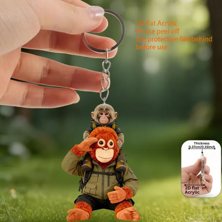 آویز عروسکی میمون Protect Punch قرمز با اکریلیک تخت 2D