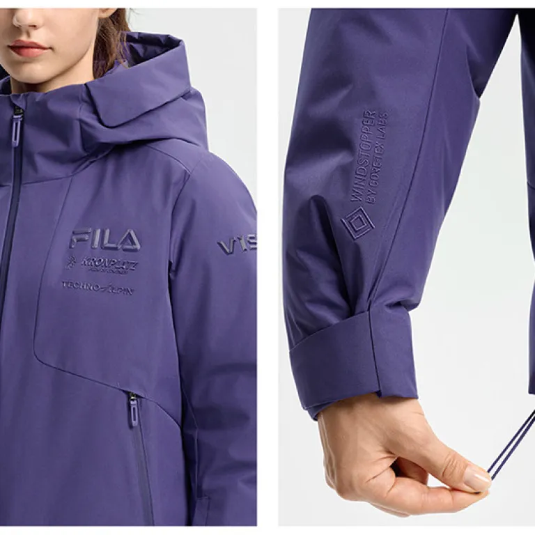 FILA کاپشن اسکی زنانه با پر غاز، راحت، گرم و پایه، کلاه‌دار