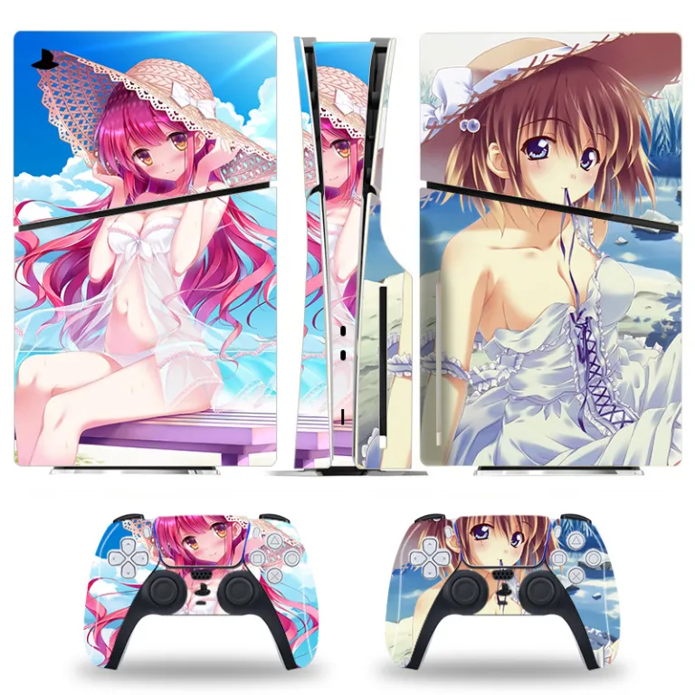 PS5 برچسب محافظ رنگی برای کنسول اسلیم، استیکر اسکین مخصوص مدل دیجیتال و دیسک‌خور با طرح کارتونی
