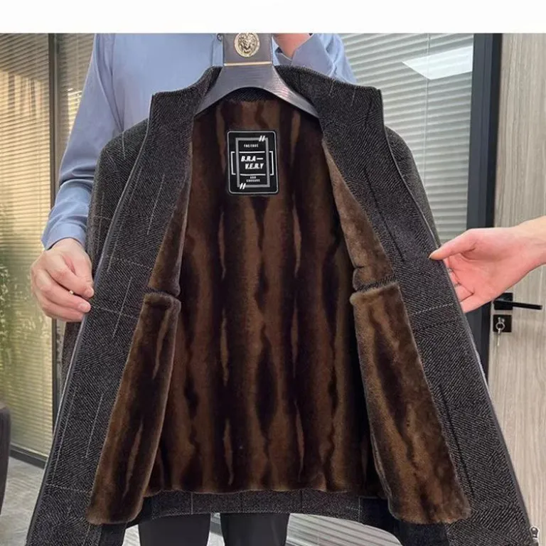 ژاکت جدید پدرانه زمستانی مردانه لوکس شنل ژاکت کژوال زمستانی میانسال و سالمند لباس رویه
