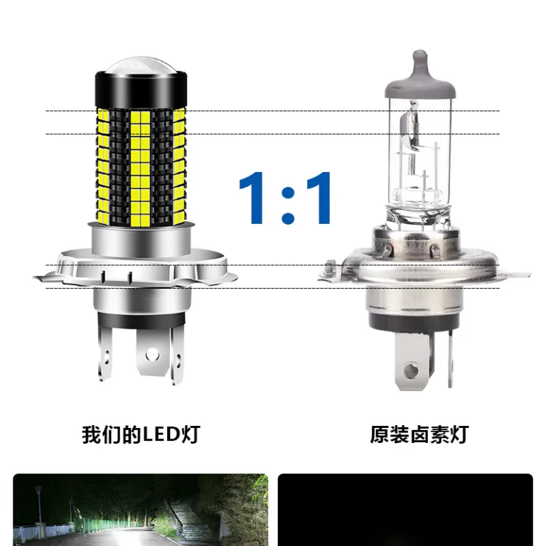 چراغ جلو LED موتورسیکلت TGZ H4P15DH6BA20D126SMD لنزدار با نوار نور فوق‌روشن