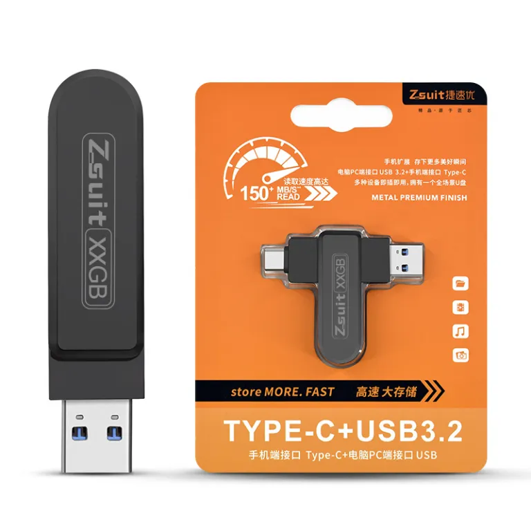 فلش مموری فلزی دو سر 128g برند جیه‌سویو مناسب موبایل و کامپیوتر type-c USB3.2 پرسرعت