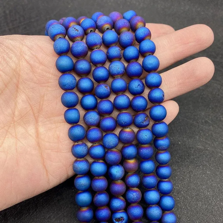 مهره گرد عقیق آبکاریشده 6/8/10mm مهره سنگی مات عمده برای ساخت زیورآلات و دستبند باروک