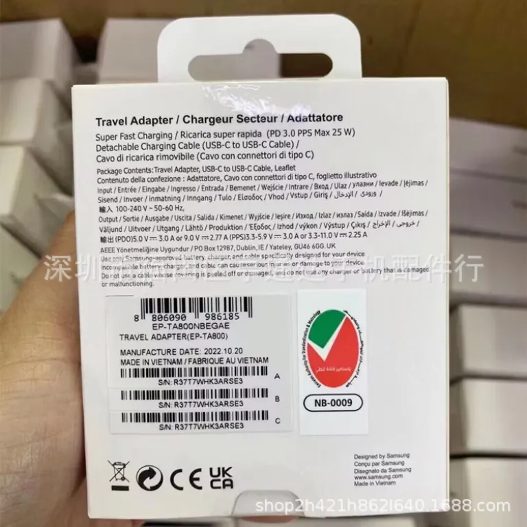 شارژر اورجینال سامسونگ 25W note20/S22+/S21U PD 25w با شارژ فوق سریع و کابل
