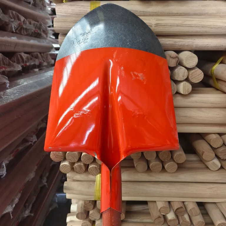 بیل فولادی منگنزی عمده، بیل کشاورزی، بیل آهنی خانگی ضخیم، بیل زغال‌سنگ بزرگ با دسته چوبی، نوک‌تیز و تخت