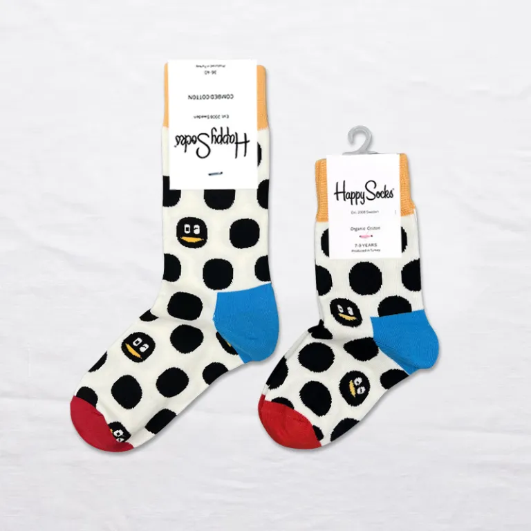 جوراب بچگانه HappySocks طرح کارتونی ساق متوسط مدل هایپی مناسب دختر و پسر برای استفاده بیرون از منزل طرح بامزه عمده و خانوادگی