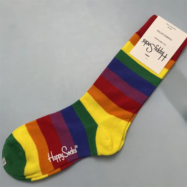 جوراب زنانه رنگارنگ HappySocks طرح کارتونی بامزه مدل اینستاگرامی نیمه‌ساقه بیرونی خیابانی