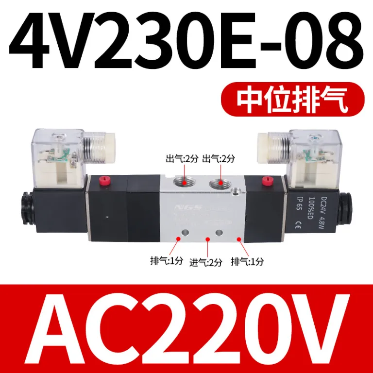 4V210-08 شیر برقی 12V شیر پنوماتیک DC24V دو وضعیتی پنج راهه 110-06 شیر کنترل دو وضعیتی 310-10