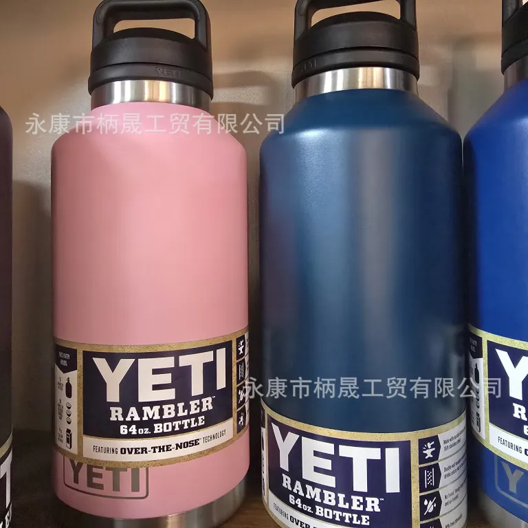 304 قمقمه استیل ضدزنگ YETI با دو درب و دسته، ظرفیت بالا، مناسب فضای باز و قابل حمل 36oz