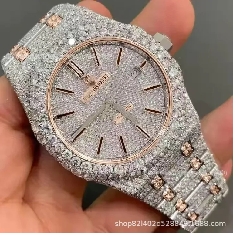 2025 ساعت مردانه باکیفیت تمام الماس AP، پرفروش در Dunhuang و AliExpress، شیک و مد روز، موتور کوارتز، عرضه مستقیم از کارخانه