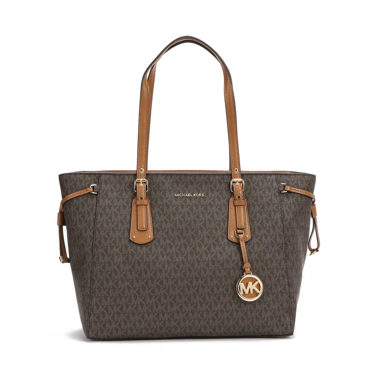 کیف دوشی زنانه MICHAEL KORS مدل Voyager طرح مونوگرام دورنگ