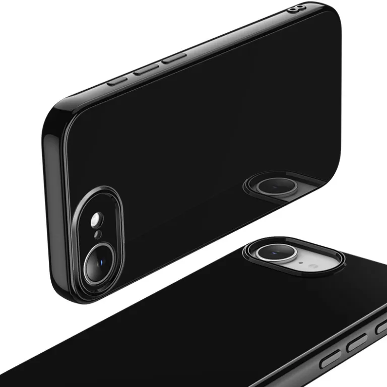 قاب ژله‌ای TPU مشکی براق مناسب اپل 17e IP17pm طرح چاپی براق روکش نرم